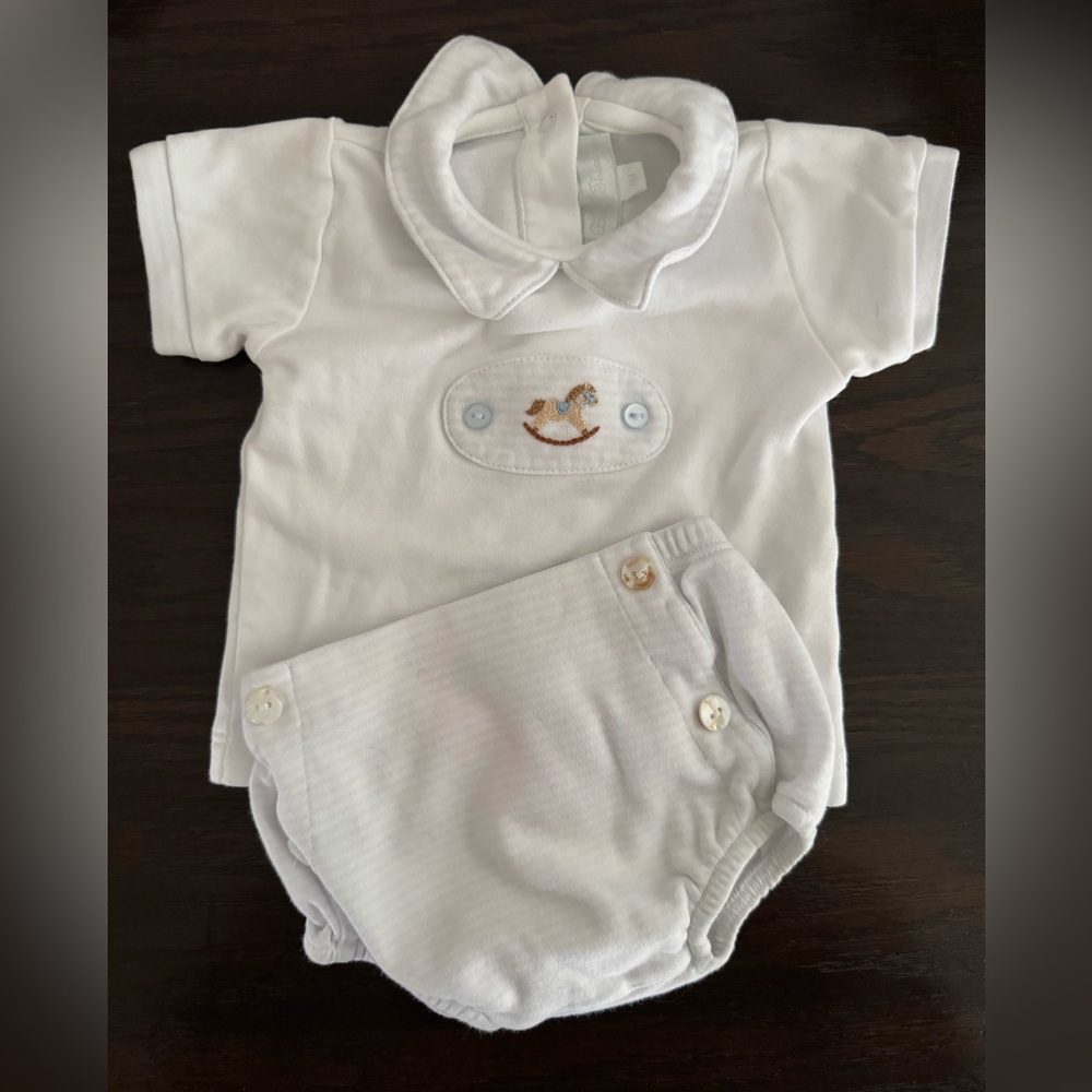 Baby threads rocking horse diaper set